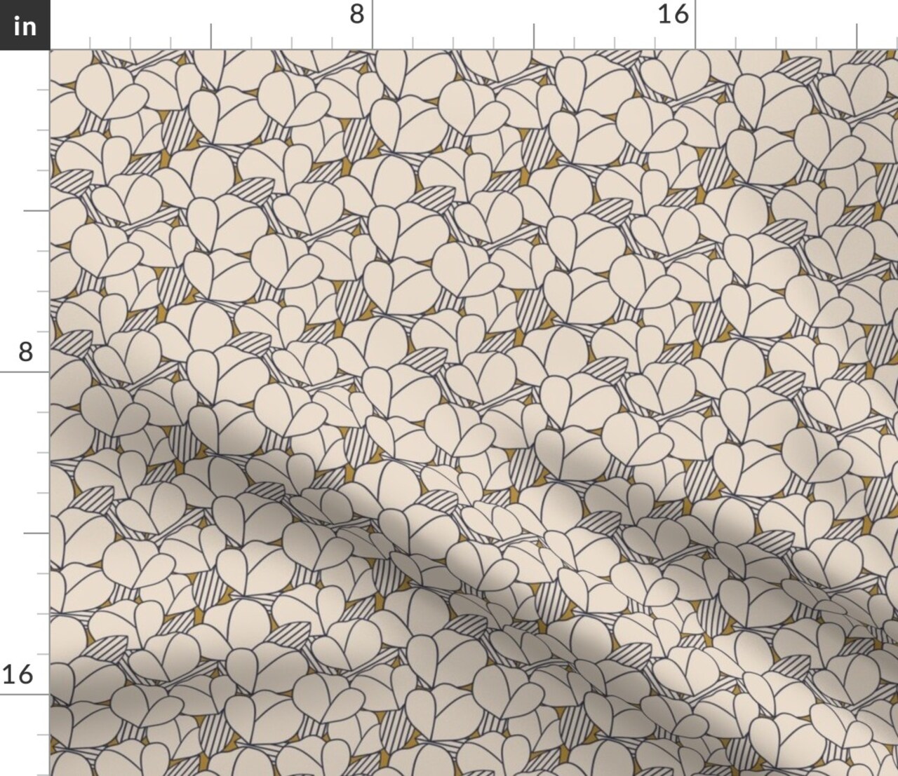 Modern Flower Tulip Floral Geometric Art Deco Beige Navy Bold Lines Feminine Large Scale Ginger Ochre Custom Printed Fabric by Spoonflower Various Fabrics by the Yard or Fat Quarter